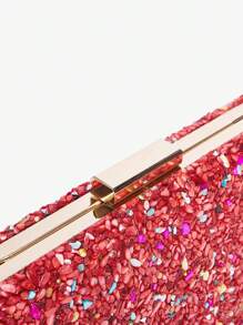 SHEIN SXY 簡約閃亮粉紅色手拿包 - 玫紅色 - 查看 5