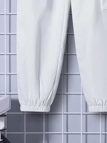 SHEIN Tween Boy Letter Patched Detail Flap Pocket Side Cargo Pants - White - View 11