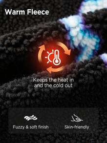 In My Nature Lightning Pattern Hooded Outdoor Fleece Jacket - Black - View 3