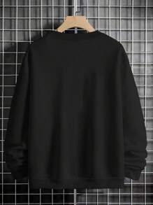 Men Butterfly & Fire Print Thermal Lined Sweatshirt - Black - View 2