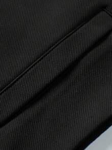 Men Solid Button Up Shawl Collar Slant Pocket Sweatshirt - Black - View 7