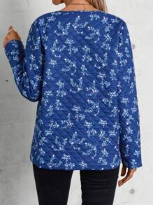SHEIN LUNE Floral Print Zip Up Padded Coat - Multicolor - View 2