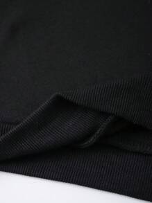 SHEIN EZwear 奶牛圖案加絨內裏運動衫 - 黑色 - 查看 4