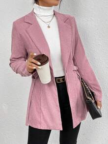 Chiquease Lapel Neck Belted Blazer - Pink - View 4