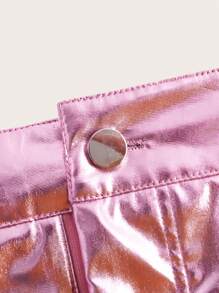 Flirla Plus Metallic Mini Skirt - Purple - View 3