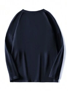 男士字母圖案T恤 - 藏蓝色 - 查看 2