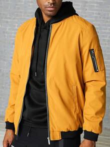 Calvornis Hombres Cazadora tipo bomber con cremallera sin camiseta - Naranja - Ver 3