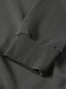 Manfinity Homme 男士花卉和日式字母图案长袖外出运动衫 - 灰色 - 查看 5