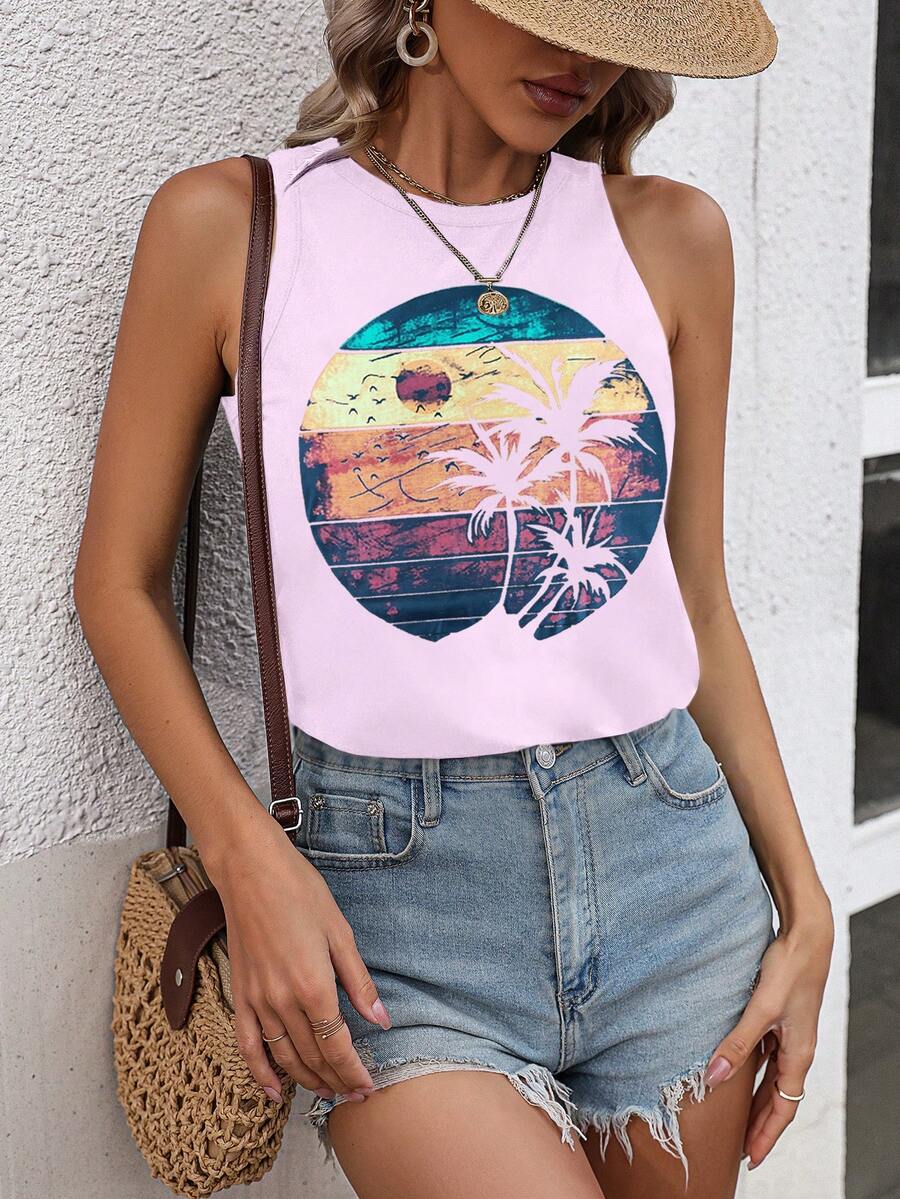 Breezaya Top tank con estampado tropical - Rosa - Ver 1
