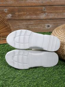 女款輕量高筒厚底運動戶外跑鞋 - 白色 - 查看 4