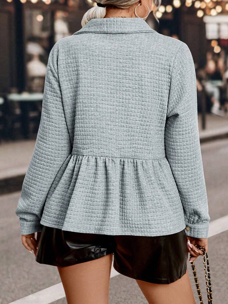 Plus Flap Pocket Peplum Jacket Fall Cloth For Women