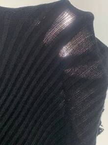 SHEIN Unity Sọc Bên Đồ đan Ribbed Áo len - màu đen - Xem 6