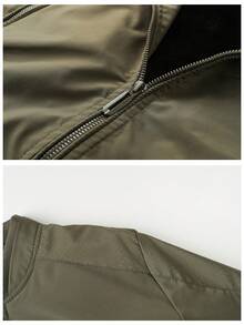 Men Zip Up Thermal Lined Bomber Jacket - Coffee Brown - View 4