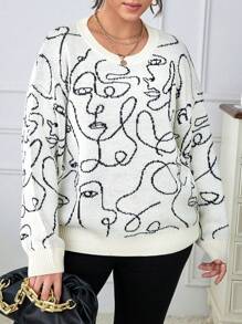 Calvaya Áo len dáng rộng vai rớt, chất liệu dệt kim, thích hợp cho mùa thu đông. - Màu be - Xem 5