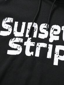 Manfinity LEGND Men Letter Graphic Drawstring Hoodie & Sweatpants - Black - View 4