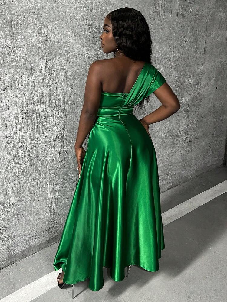 One Shoulder Satin Dress