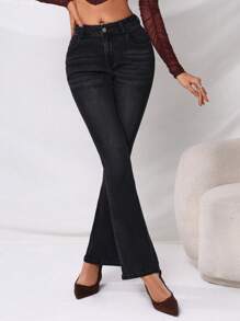 SHEIN Privé Hoge taille Jeans met brede pijpen