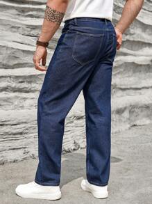 Manfinity Men Slant Pocket Straight Leg Jeans - Dark Wash - View 2