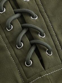 SHEIN MOD Lace Up Front Skirt - Army Green - View 3