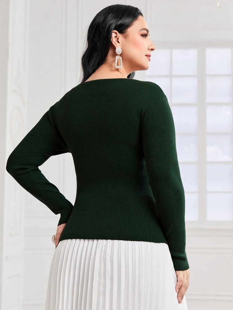 Plus Pearls Beaded Crossover Sweater