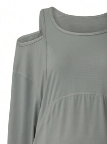 Maternity Cold-Shoulder T-Shirt - Light Grey - View 4