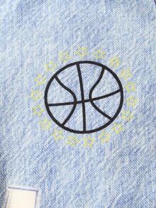 男婴字母图案撞色拉链卫衣 - 藍白色 - 查看 7