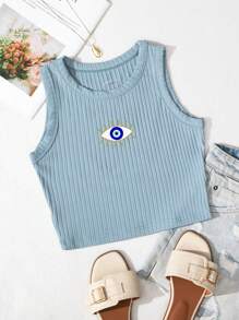SHEIN Essnce Eye Print Ribbed Knit Tank Top