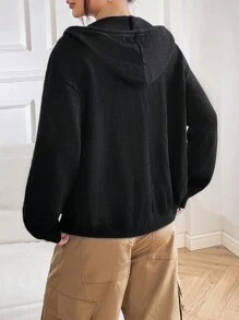 SHEIN Unity 撞色拉鏈開襟抽繩連帽開襟衫 - 彩色 - 查看 2