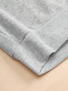 SHEIN Unity Letter Graphic Zip Up Drawstring Thermal Lined Crop Hoodie - Grey - View 4