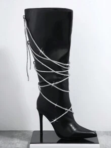 SHUZIA Botas minimalista con cordón delantero con tacón delgado