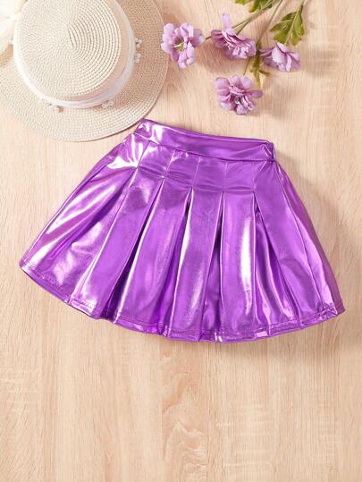 Elladie kids Young Girl Leather Look Pleated Skirt