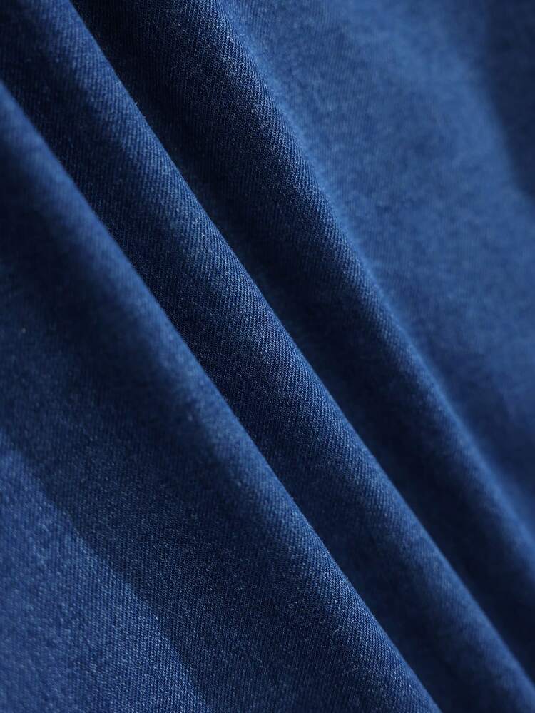 Men Patched Zip Up Denim Jacket Without Tee