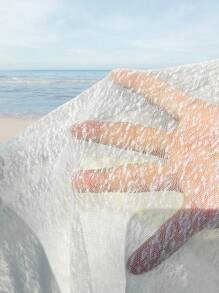 SHEIN Swim Curve Plus Cut Out Waist Tie Front Kimono - White - View 3