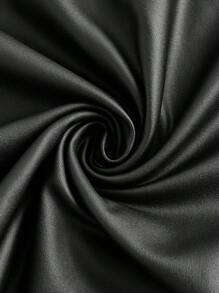 ROMWE PUNK Plus Twist Front PU Leather Wrap Knot Side Skirt - Black - View 4