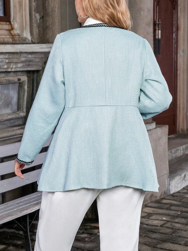 Plus Contrast Trimmed Double Breasted Overcoat