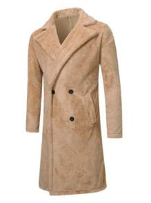 Manfinity 男士雙釦翻領頸背肩超大號 Teddy 外套 - 杏色 - 查看 2