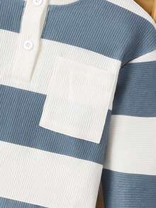 SHEIN Cô Gái Trẻ Hai âm Đã vá Túi Nút Nửa Áo nỉ - Nhiều màu - Xem 4