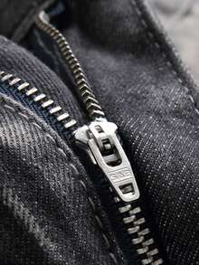 Quần Jeans Nam Túi Dây kéo Bị tách màu trơn - Xám - Xem 5