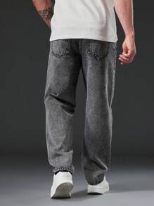 Manfinity Men Plus Slant Pocket Straight Leg Jeans - Grey - View 2