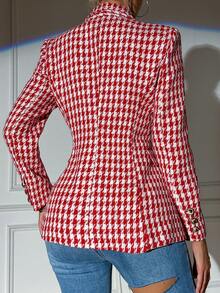 SHEIN Essnce In Houndstooth Đôi ngực Áo vest - Hồng - Xem 2