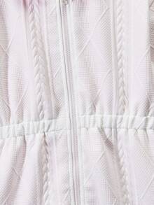 SHEIN 女大童1入組拉鏈開襟毛茸邊連帽加絨內裏外套 - 白色 - 查看 4