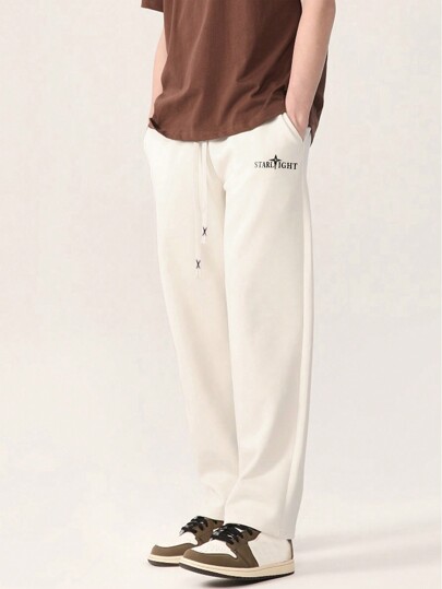 Men Letter Graphic Drawstring Waist Pants