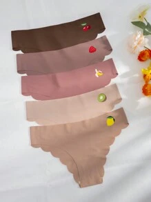 5pack Plain Scallop Trim No Show Panty