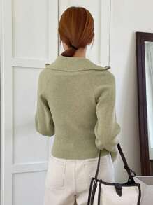 DAZY Zip Up Raglan Sleeve Ribbed Knit Cardigan,Long Sleeve Tops