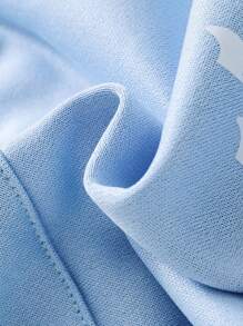 SHEIN Tween Girl Butterfly & Letter Graphic Sweatshirt - Blue - View 7