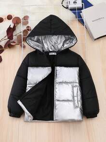 SHEIN 男童双色连帽棉服大衣 - 彩色 - 查看 2