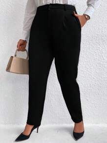 EMERY ROSE Plus Solid Slant Pocket Suit Pants Graduation,Back To School,Teacher Outfits For Women Winter Fall Autumn