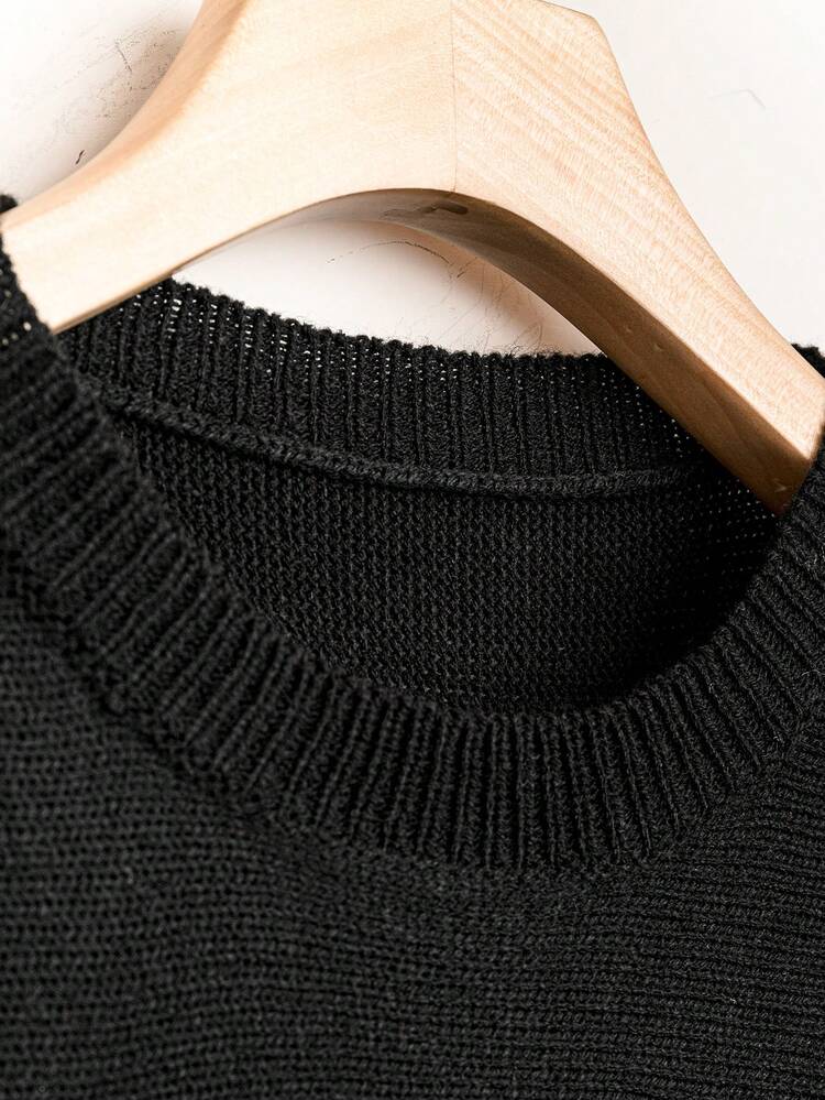 Plus Two Tone Drop Shoulder Sweater Knit Pullover Fall Winter Sweater