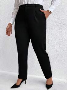 EMERY ROSE Plus Solid Slant Pocket Suit Pants Graduation,Back To School,Teacher Outfits For Women Winter Fall Autumn