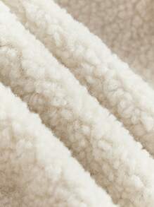 女嬰格紋插肩袖毛絨內襯連帽外套 - 咖啡棕 - 查看 6